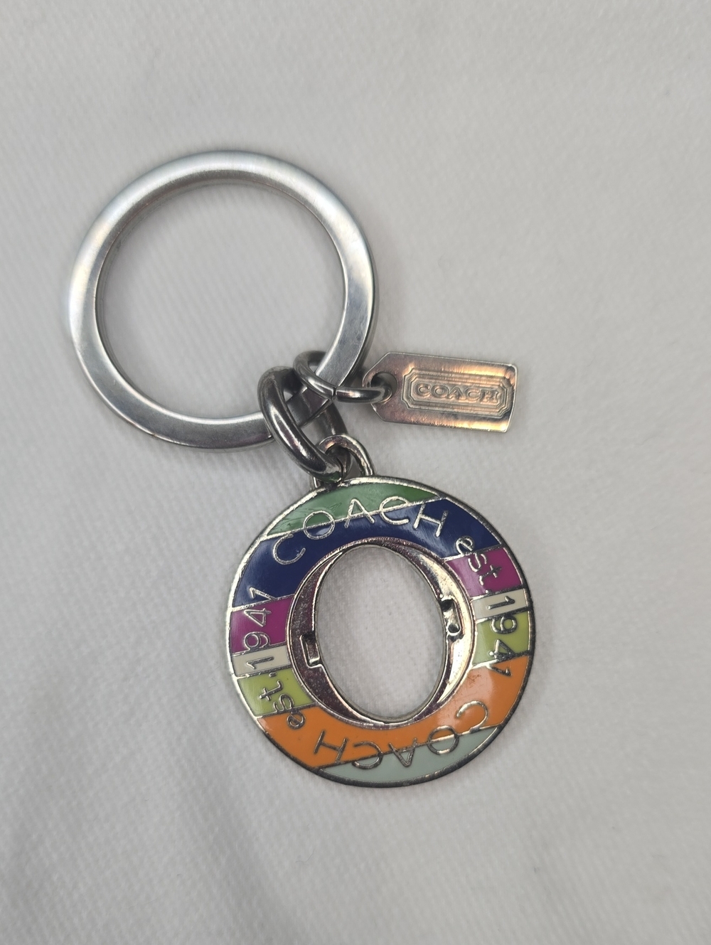 Coach Multicolor Enamel Donut Keyring with Silver Hardware